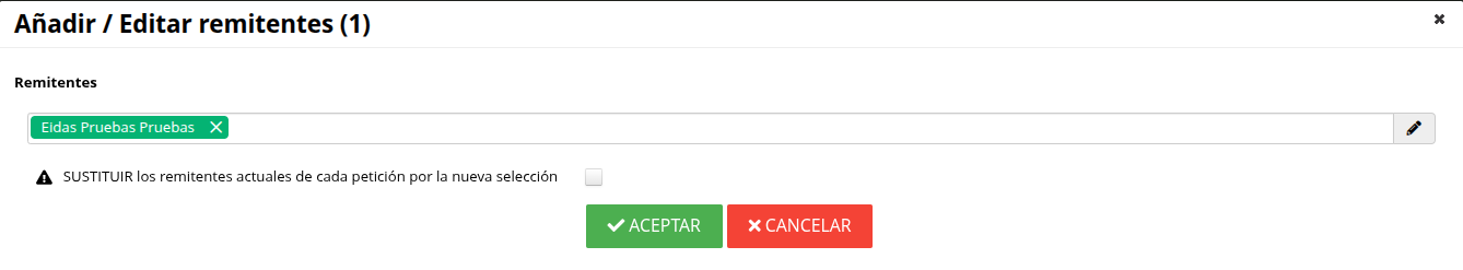 Editar remitentes en varias peticiones Editar remitentes en varias peticiones