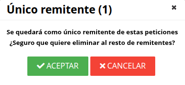 Único remitente de varias peticiones Único remitente de varias peticiones