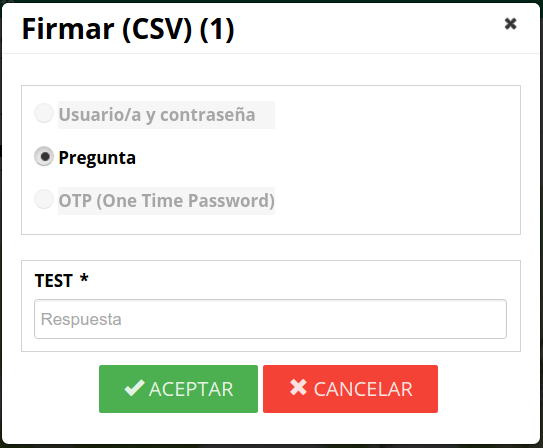 Autenticación para firma no criptográfica