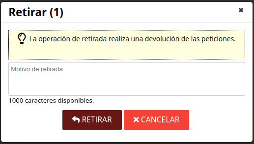 Retirada de petición Retirada de petición